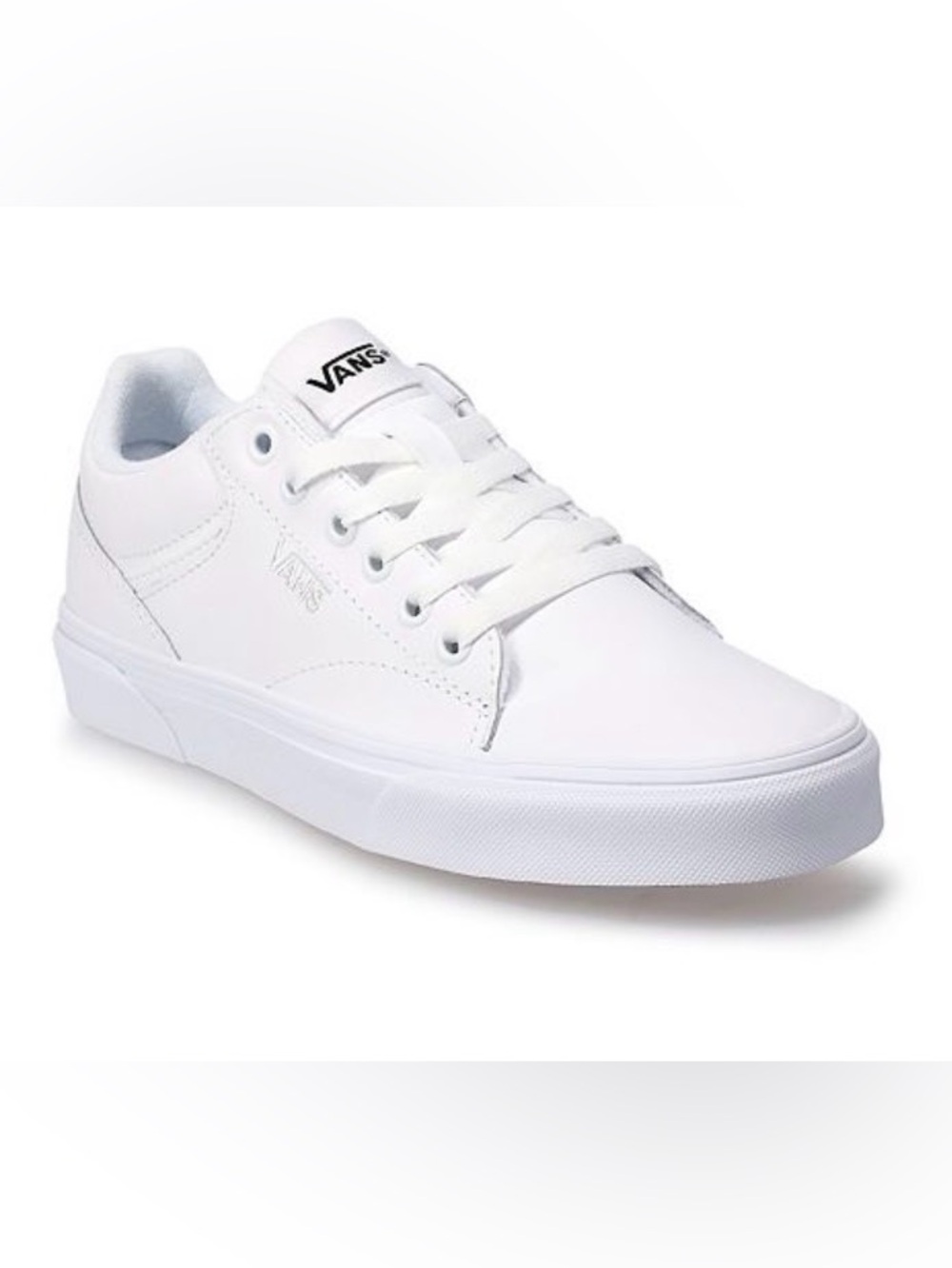 NEW *Display* Vans Seldan White Leather Low Top Sneakers Women’s 9 - Picture 2 of 10